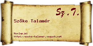 Szőke Talamér névjegykártya
